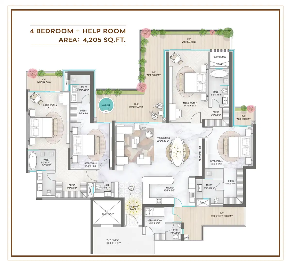 4.5 BHK 4100 Sq.Ft Floor Plan